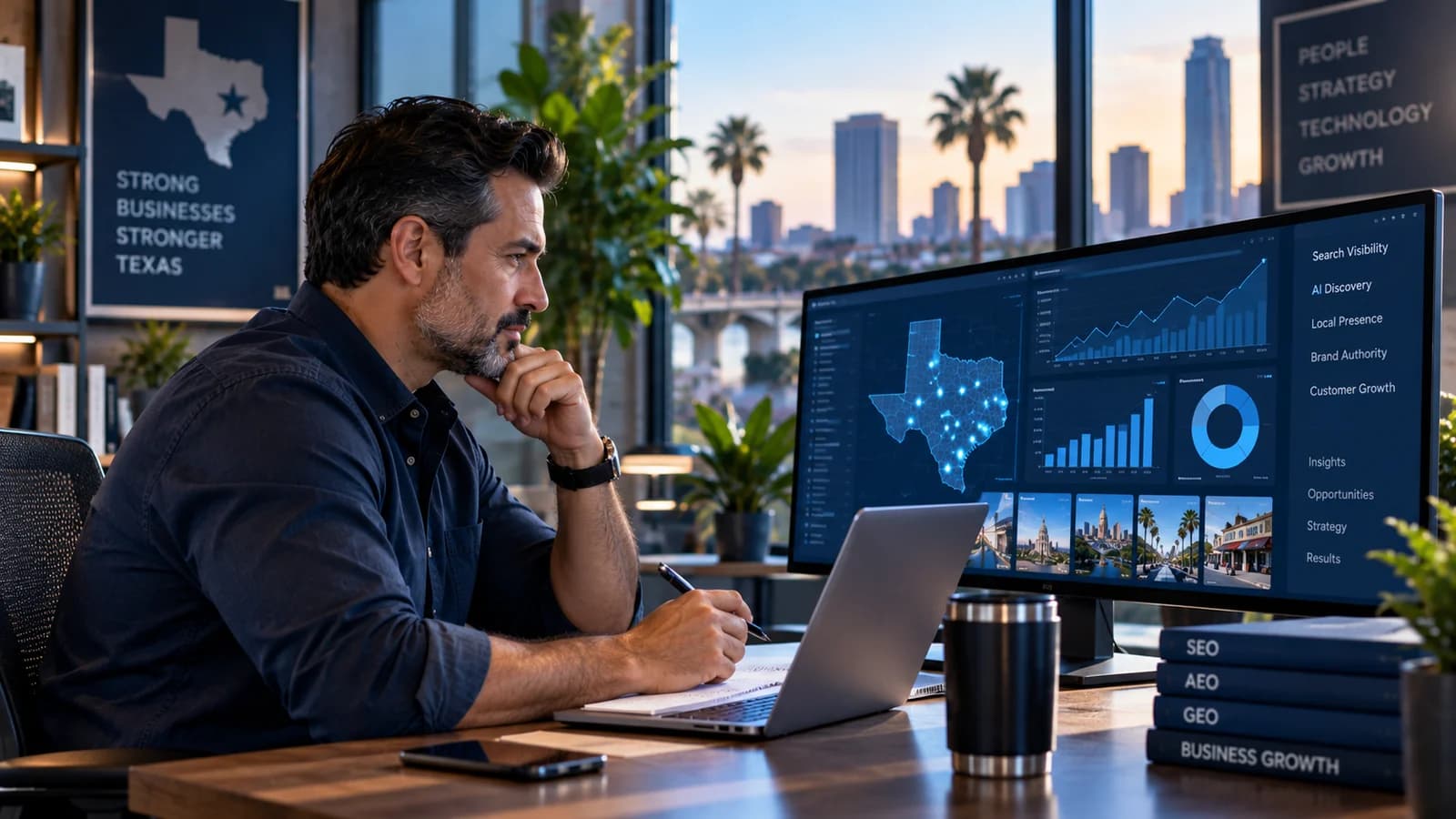 Texas business strategist reviewing generative engine optimization and AI search visibility
